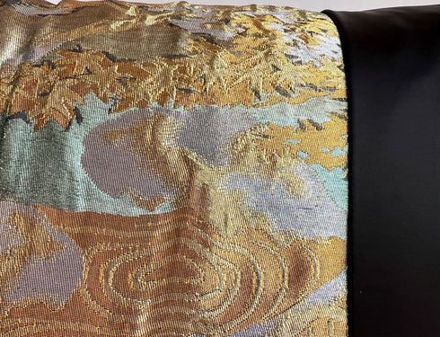 Vintage Japanese Obi Silk Lumbar Pillow – Zen Garden Motif