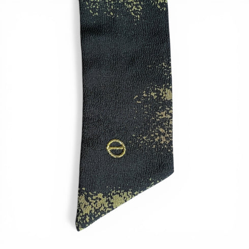 Green Grass Print Silk Skinny Scarf