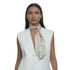Ivory Floral Linen-Silk Skinny Scarf