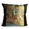 Decorative pillow with artistic design on a white background