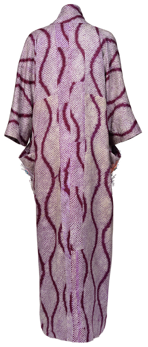 Purple Shibori Long Kimono