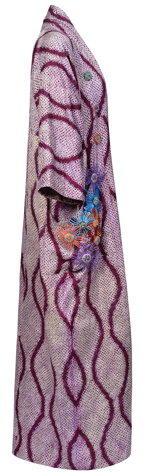 Purple Shibori Long Kimono