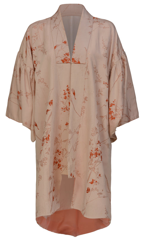 Midi Length Blush Silk Kimono