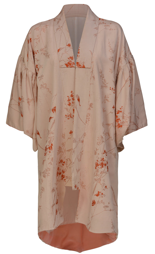 Midi Length Blush Silk Kimono