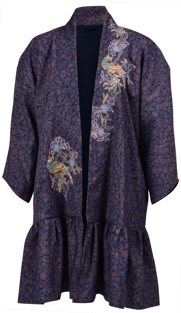 Peacock Flounce Hem Kimono