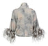 Cropped Grey Kimono with Ostrich Feather Trim