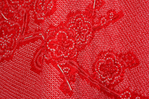 Midi Length Red Shibori Kimono