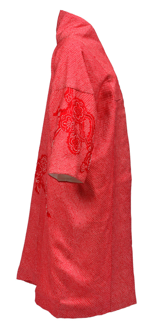 Midi Length Red Shibori Kimono