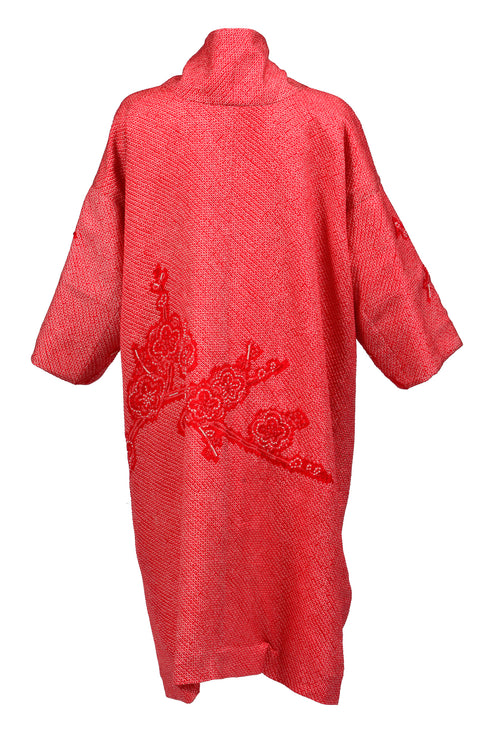 Midi Length Red Shibori Kimono