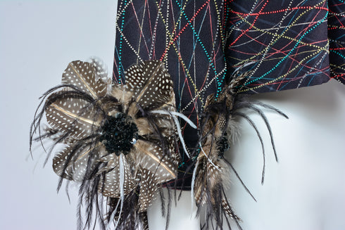 Cropped Black Feather Kimono