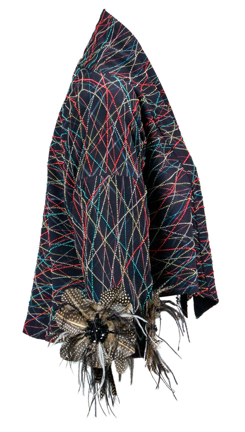 Cropped Black Feather Kimono