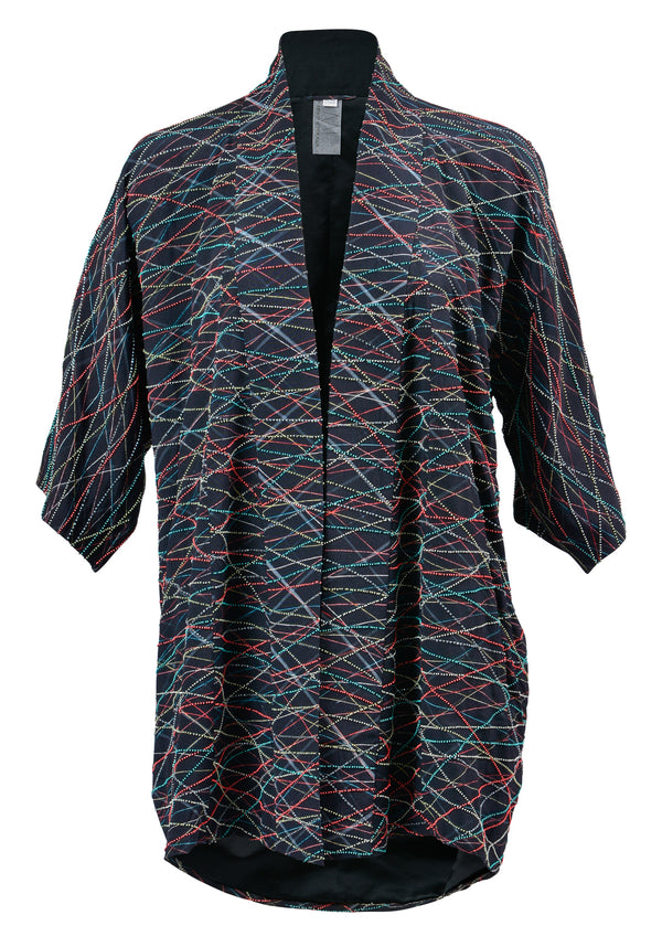 Black Multi Color Kimono