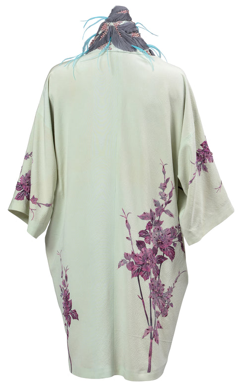 Purple Flower and Feather Kimono