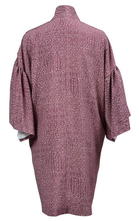 Purple Printed Flutter Sleeve Kimono