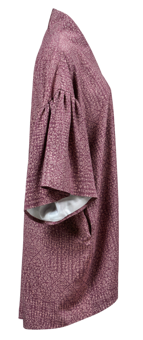 Purple Printed Flutter Sleeve Kimono
