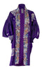 Purple and silver silk embroidered collar kimono with ruffled sleeves