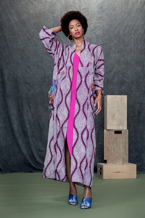 Purple Shibori Long Kimono