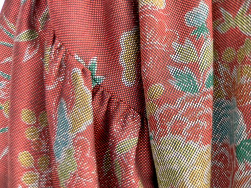 Red Parrot Mink Collar Kimono